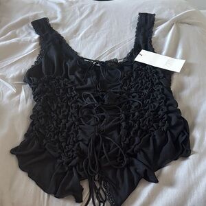Zara Black Lace-Up Top